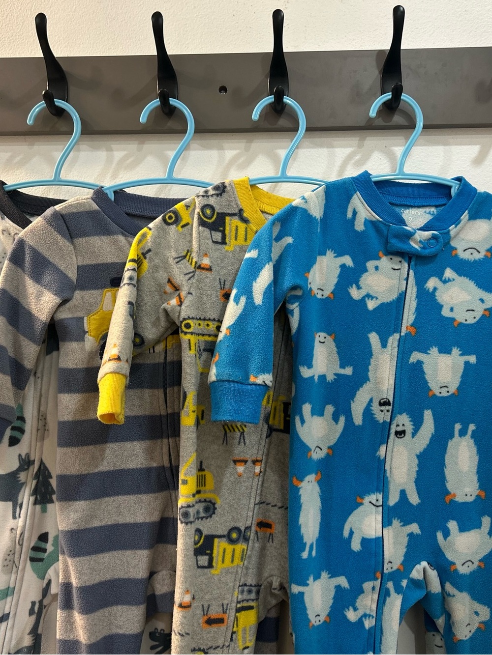 Blue Polar Bear Print Fleece Kids Pajamas